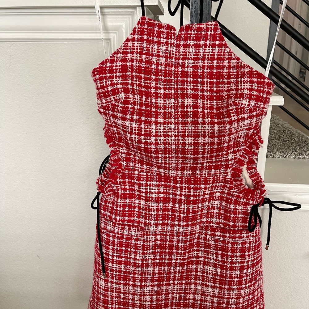 Self-Portrait Red and White Tweed Dress